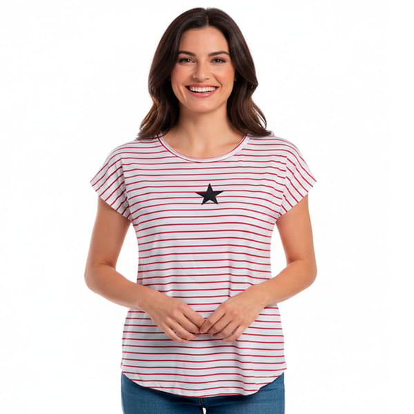 Womens Erika Dolman Sleeve Round Neck USA Star Tee