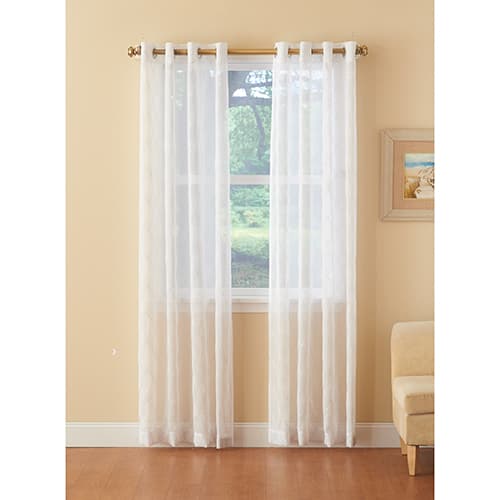 Landon Metallic Embroidered Sheer Grommet Curtain Panel