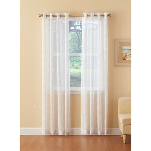 Landon Metallic Embroidered Sheer Grommet Curtain Panel - image 