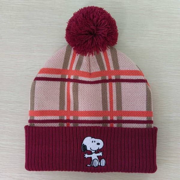 Womens Peanuts Snoopy Plaid Beanie - image 