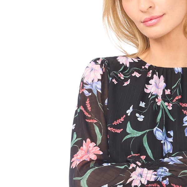 Womens Cece Smocked Long Sleeve Floral Blouse