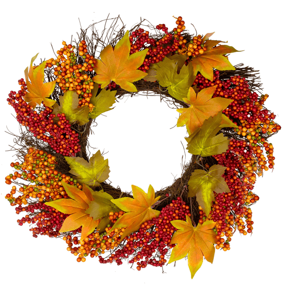 Northlight 22in. Maple Leaf & Berry Twig Fall Harvest Wreath