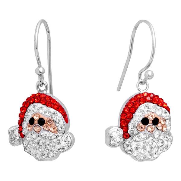 Athra Fine Silver Plated Crystal Santa Claus Drop Earrings - image 