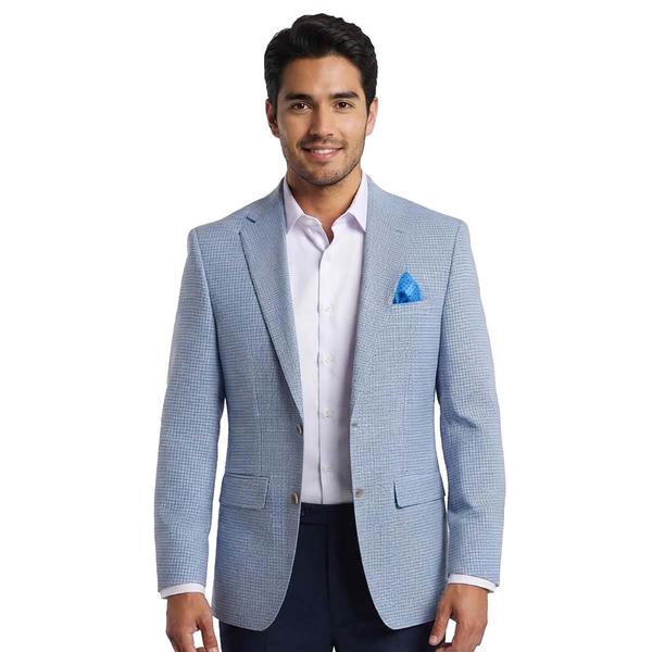 Mens Allyn St. George Blue Checkered Plaid Sport Coat - image 