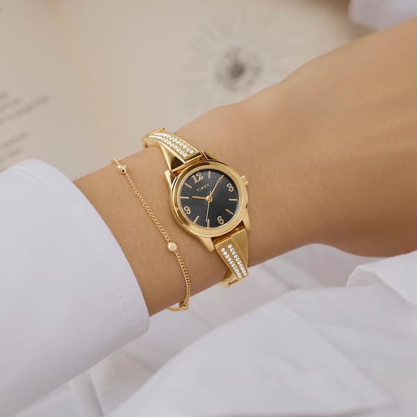 Womens Timex® Black Dial Crystal Accent Watch - TW2Y39200JT
