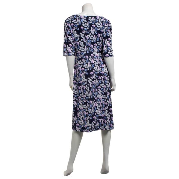Womens Connected Apparel Elbow Sleeve Floral Cowl Neck Midi Dress