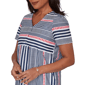 Petite Alfred Dunner Port Side V Neck Splice Stripe Blouse - image 5