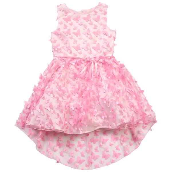 Girls &#40;7-16&#41; Rare Editions 3D Charmeuse Butterfly Mesh Dress - image 