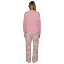 Womens HUE® Long Sleeve Pink Jersey Waffle Pajama Set