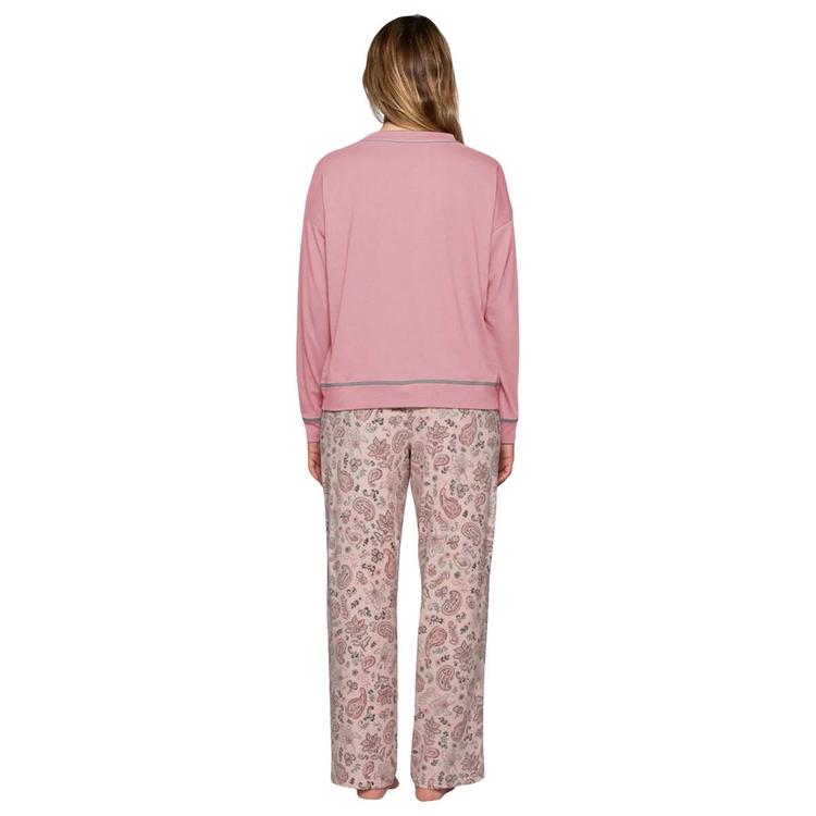 Womens HUE® Long Sleeve Pink Jersey Waffle Pajama Set