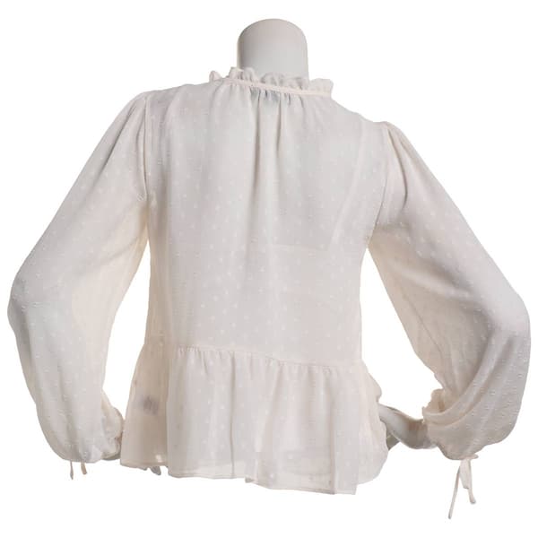 Juniors A. Byer Clip Dot Button Front Peplum Blouse with Tank Top
