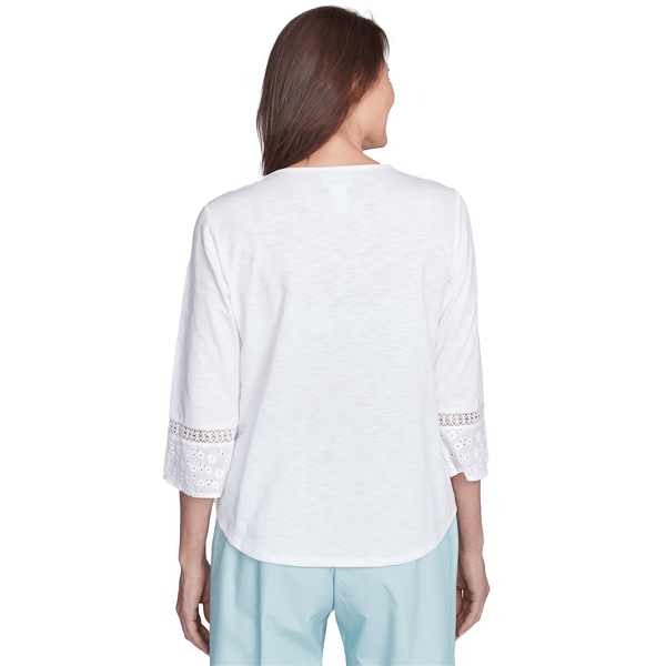 Petite Alfred Dunner St. Thomas Lace Patchwork Blouse