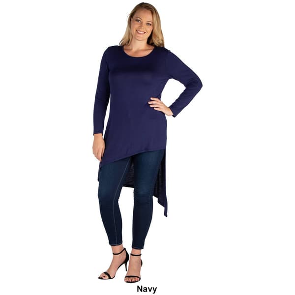 Plus Size 24/7 Comfort Apparel Asymmetrical Knee Length Tunic