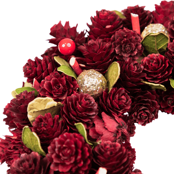 Northlight 9.5in. Red & Gold Pinecone & Ornament Christmas Wreath