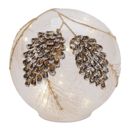 Melrose LED Frosted Pine Cone Globe - Set of 2