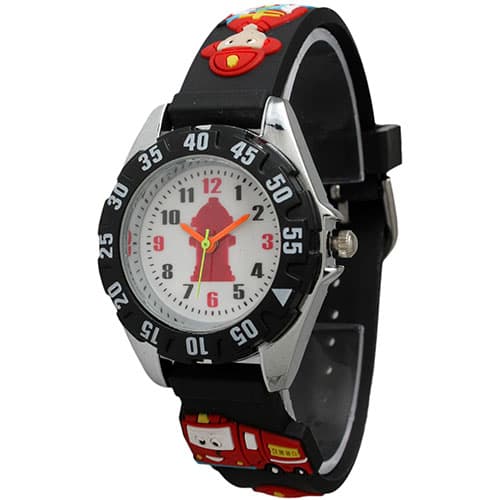 Kids Olivia Pratt Silicone Firefighter Watch - 8124BLACK
