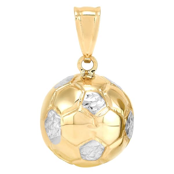 Gold Classics™ 10kt. Yellow Gold Soccer Ball with Rhodium Pendant