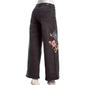 Juniors No Comment Mid Rise Wide Leg Floral Embroidered Jeans - image 3