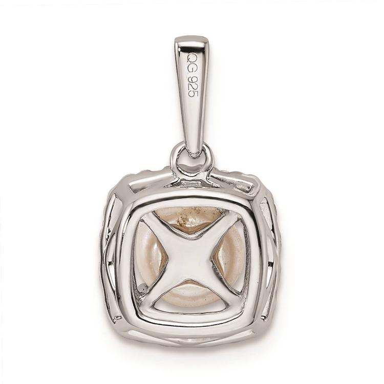 Pure Fire 14kt. White Gold Lab Grown Diamond & Pearl Pendant