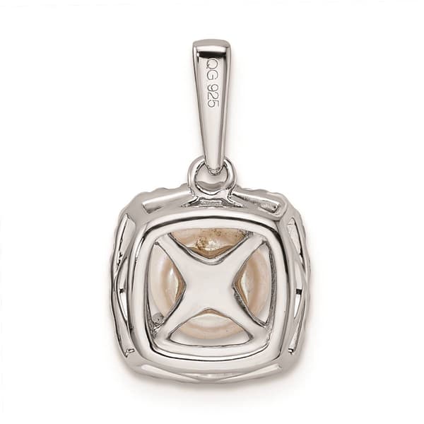 Pure Fire 14kt. White Gold Lab Grown Diamond & Pearl Pendant
