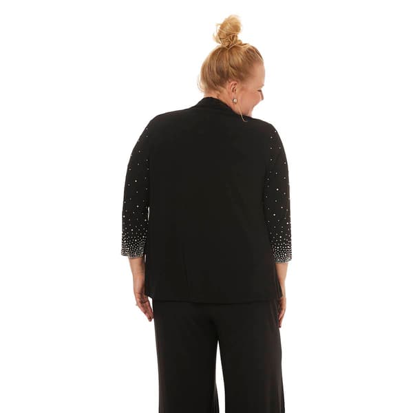 Plus Size MSK Faraj Beaded Trim Open Front Cardigan