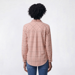 Womens Emily Daniels 3/4 Sleeve Plaid Pullover Flannel Tee