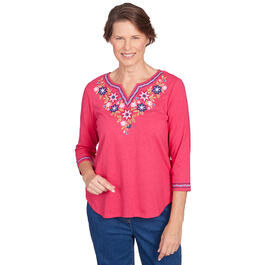 Plus Size Alfred Dunner In Full Bloom Yoke Floral Top