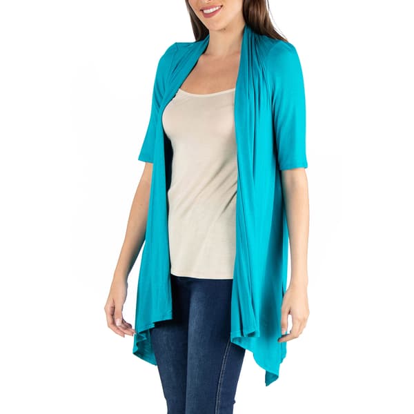 Womens 24/7 Comfort Apparel Loose Fit Half Sleeve Cardigan