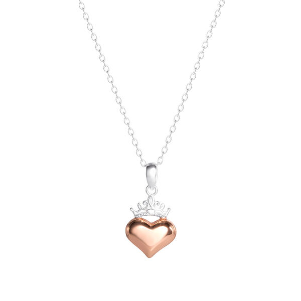 Disney Princess Sterling Silver Heart Tiara Pendant - image 