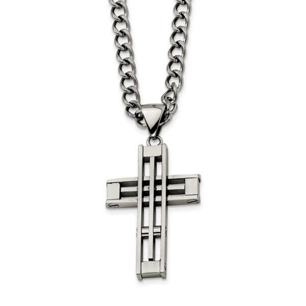 Mens Gentlemen's Classics&#40;tm&#41; Steel Bar Patterned Cross Necklace - image 