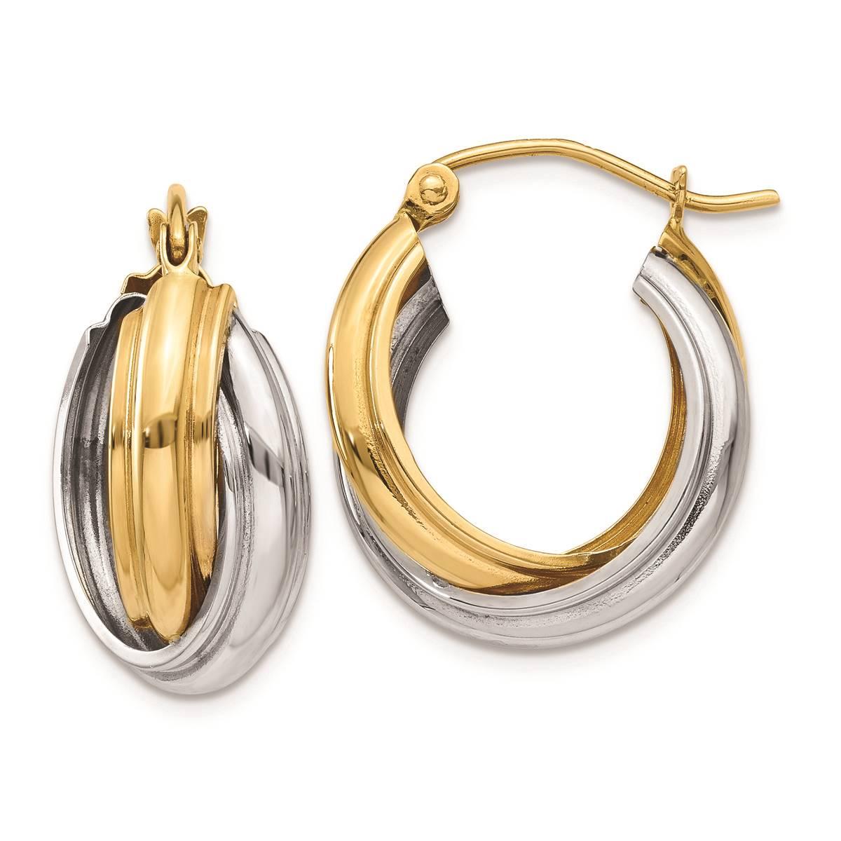 Gold Classics™ 14kt. Two-Tone 10x8mm Double Hoop Earrings