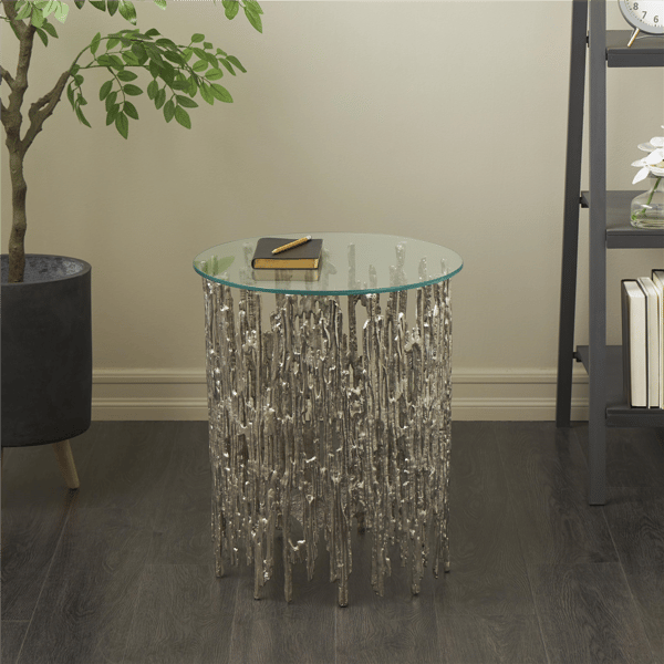 9th & Pike® Contemporary Silver Aluminum Metal Accent Table