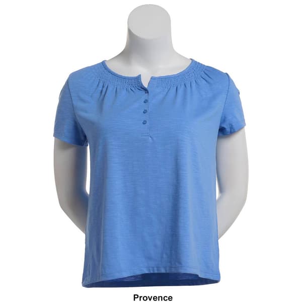Petite Hasting & Smith Short Sleeve Solid Peasant Tee