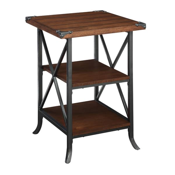 Convenience Concepts Brookline End Table with Shelves - Walnut