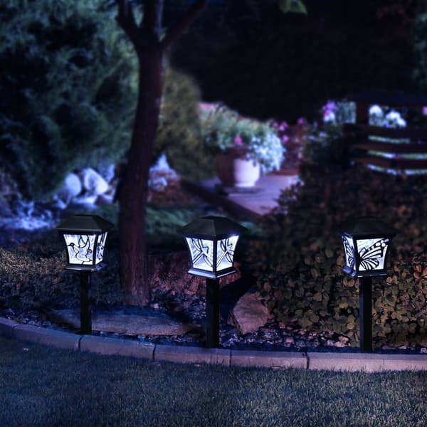 Alpine Solar Butterfly/Dragonfly/Bird Pathway Lights - Set of 3