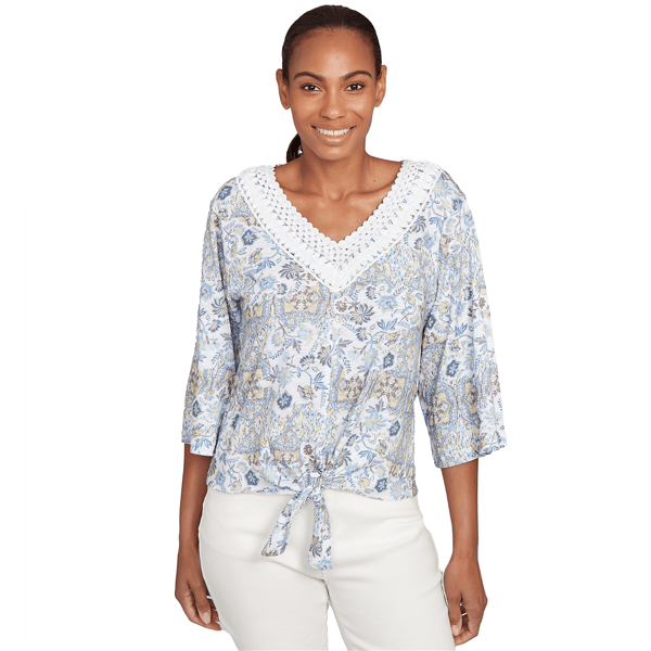 Womens Skye''s The Limit Quiet Wave Patchwork Crochet Blouse