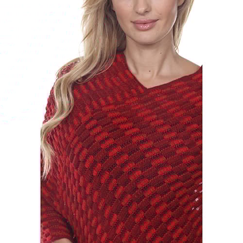 White Mark Asymmetrical Hem Poncho Sweater