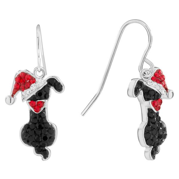 Athra Fine Silver Plated Crystal Christmas Dog Drop Earrings - image 