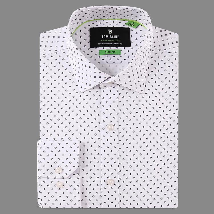 Mens Tom Baine Slim Fit Performance Dress Shirt - White/Black