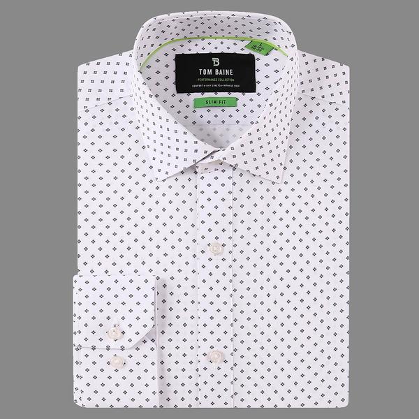 Mens Tom Baine Slim Fit Performance Dress Shirt - White/Black