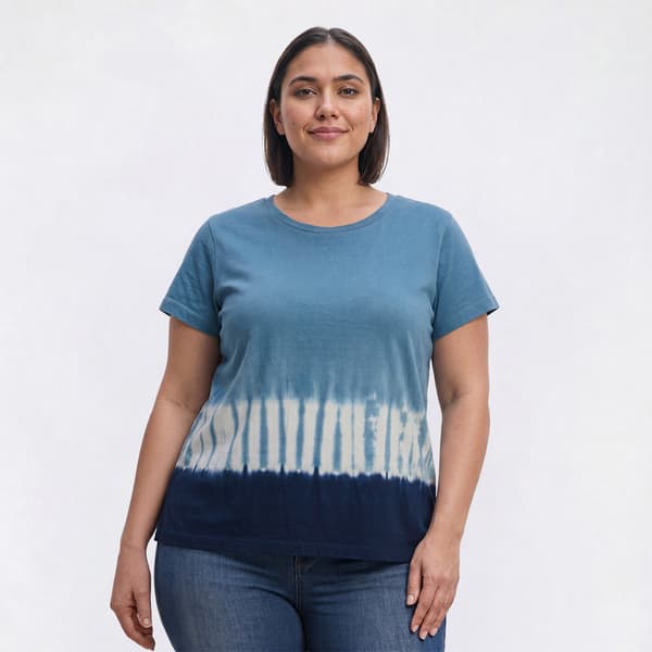 Plus Size Mountain Ridge Short Sleeve Tie Dye Border Hem Tee - image 