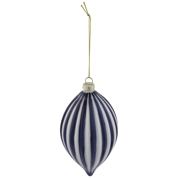 Northlight Blue & White Striped Finial Glass Christmas Ornament