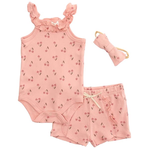 Baby Girl (NB-9M) Willow & Whimsy(R) 3pc. Cherry Bodysuit & Shorts - image 