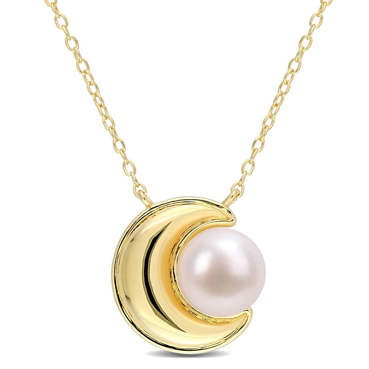 Gemstone Classics™ 18kt. Gold Pearl Crescent Moon Pendant
