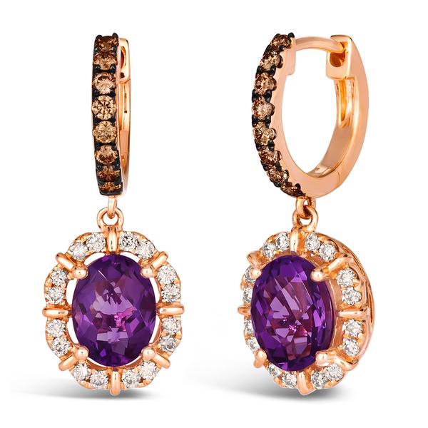 Le Vian(R) Grape Amethyst(tm) Strawberry Gold(R) Hoop/Drop Earrings - image 