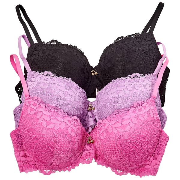 Juniors Juicy Couture 3pk. Lace Push-Up Bras w/Charm JC6308-3PKAE - image 