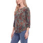 Petite NY Collection 3/4 Ruch Sleeve Brown Floral Blouse - image 3