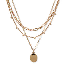 Nine West Gold-Tone Multi Row Chain Pendant Necklace