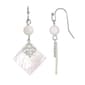 1928 Silver Tone Mother of Pearl Shell Stone Drop Earrings - image 1