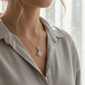 Saffron Sterling Silver Moissanite Diamond Arc Pendant Necklace - image 5